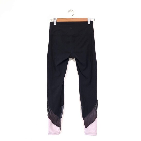 ATHLETA Colorblock Salutation 7/8 Ankle Cropped Leggings Sporty Black Mesh Pink - Picture 7 of 13